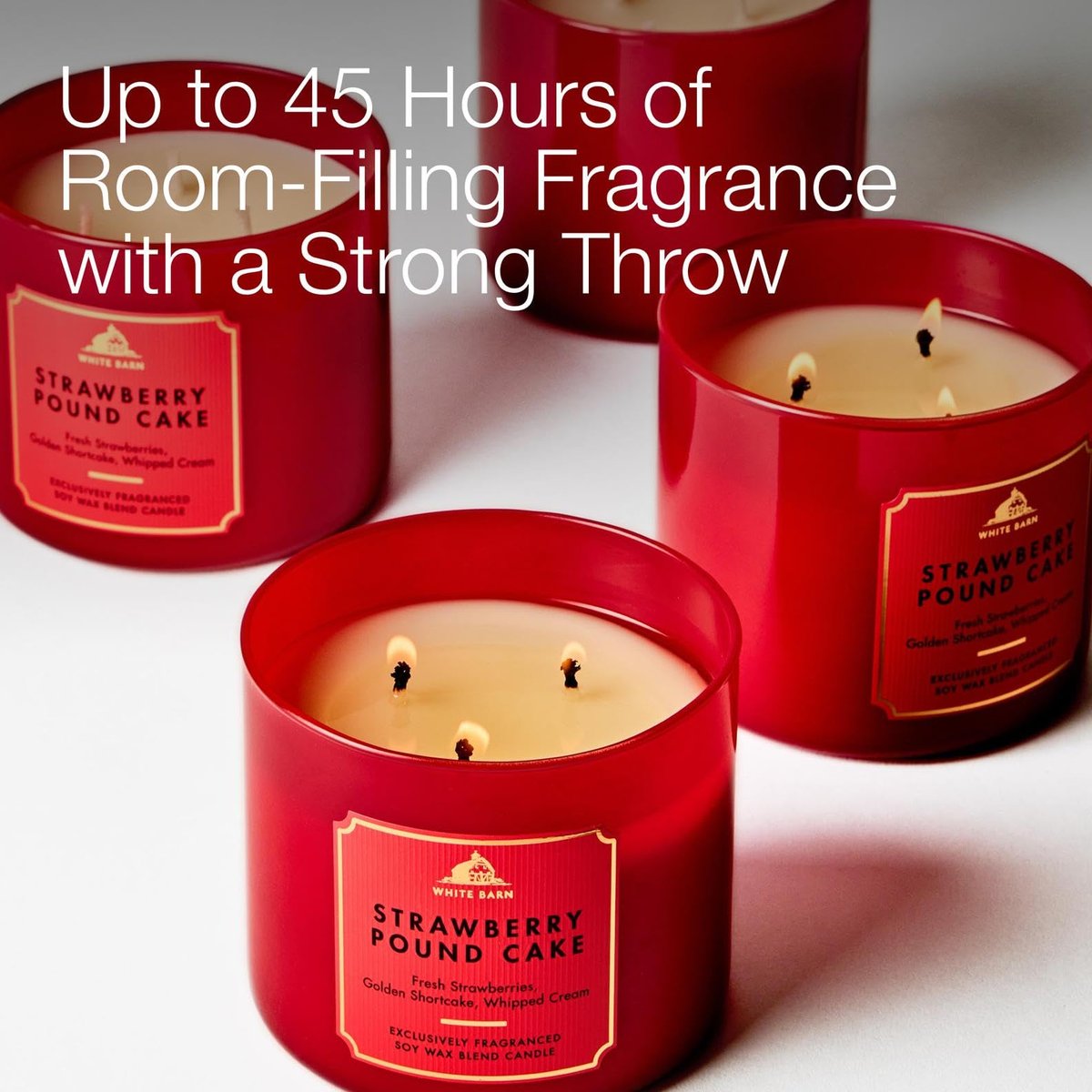 Bath & Body Works Erdbeer-Käsekuchen 3-Docht-Kerze – Duftkerze für Zuhause – Lang anhaltender, raumfüllender Duft – Hohe Duftölkonzentration – Sojawachsmischung