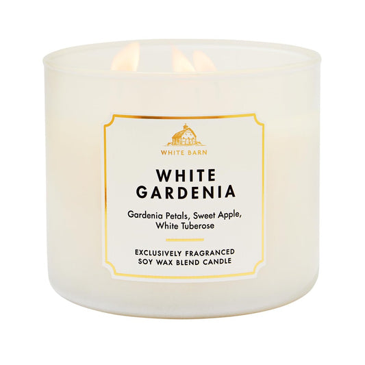 Bath & Body Works Weiße Gardenie 3-Docht-Kerze – Duftkerze für Zuhause – Lang anhaltender, raumfüllender Duft – Hohe Duftölkonzentration – Sojawachsmischung
