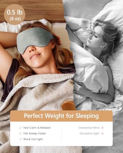 Mr. Sandman Gewichtete Schlafmaske – Verdunkelnde Schlafmaske, Kühlende & Wärmende Kompresse, 0,23 kg, Grau