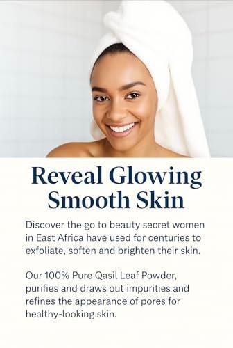 Qasil Organics – 100% reines Qasil-Blattpulver – Tiefenreinigende Gesichts- & Körpermasken – Befreit von Unreinheiten, Mitessern und verstopften Poren für eine klare Haut – 100 g
