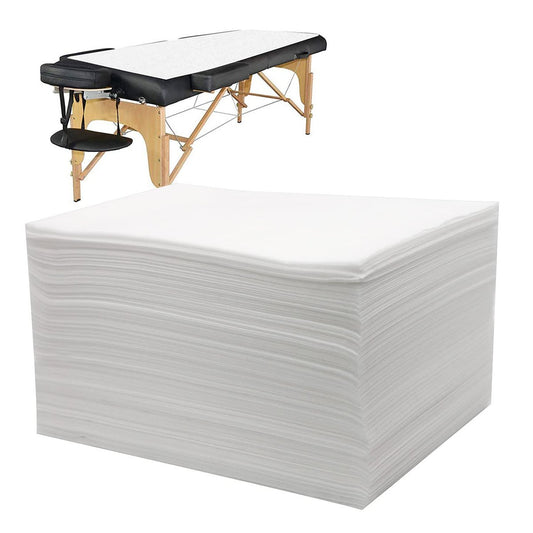 Bozikey 100 Stück Massagetischbezüge, Einweg-Bettlaken für Massagetisch, Spa-Liegenabdeckungen für Kosmetiker, Tätowierer, Waxing, Wimpernverlängerung, Salon, Vliesstoff 180 x 80 cm (Weiß)
