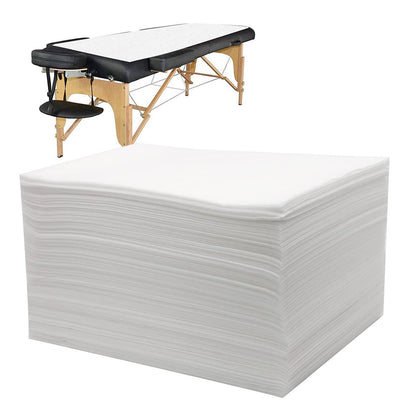 Bozikey 100 Stück Massagetischbezüge, Einweg-Bettlaken für Massagetisch, Spa-Liegenabdeckungen für Kosmetiker, Tätowierer, Waxing, Wimpernverlängerung, Salon, Vliesstoff 180 x 80 cm (Weiß)