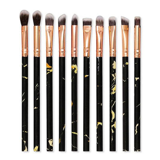 10-teiliges Marmor-Pinselset für Make-up: Foundation, Lidschatten, Concealer, Rouge – Komplettes Make-up-Pinsel-Set