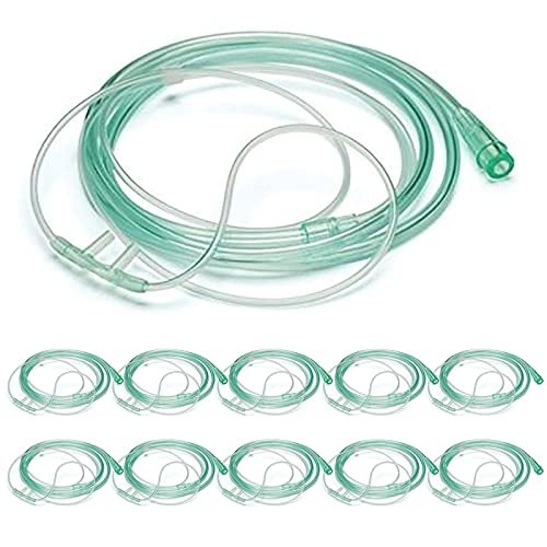 10er-Pack High-Flow-Sauerstoffkanülen mit weichem Nasenstück und 2,1 m zartem Schlauch mit Standardanschluss