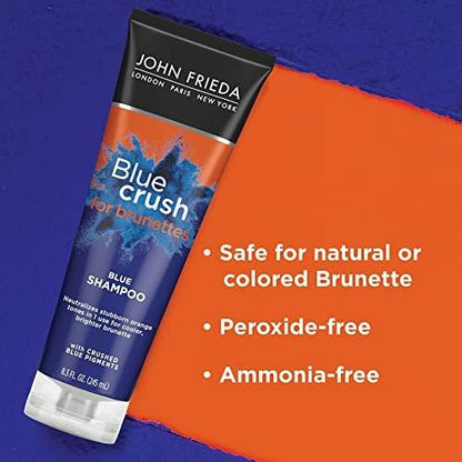 John Frieda Blue Crush Shampoo & Conditioner Set für Brünette – Pflege & kühle Töne für coloriertes & natürliches braunes Haar, 8,3 Unzen (2er-Pack)