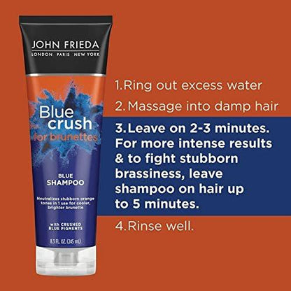 John Frieda Blue Crush Shampoo & Conditioner Set für Brünette – Pflege & kühle Töne für coloriertes & natürliches braunes Haar, 8,3 Unzen (2er-Pack)