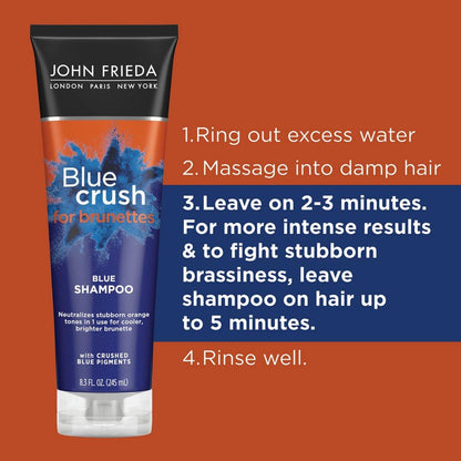 John Frieda Blue Crush Shampoo & Conditioner Set für Brünette – Pflege & kühle Töne für coloriertes & natürliches braunes Haar, 8,3 Unzen (2er-Pack)