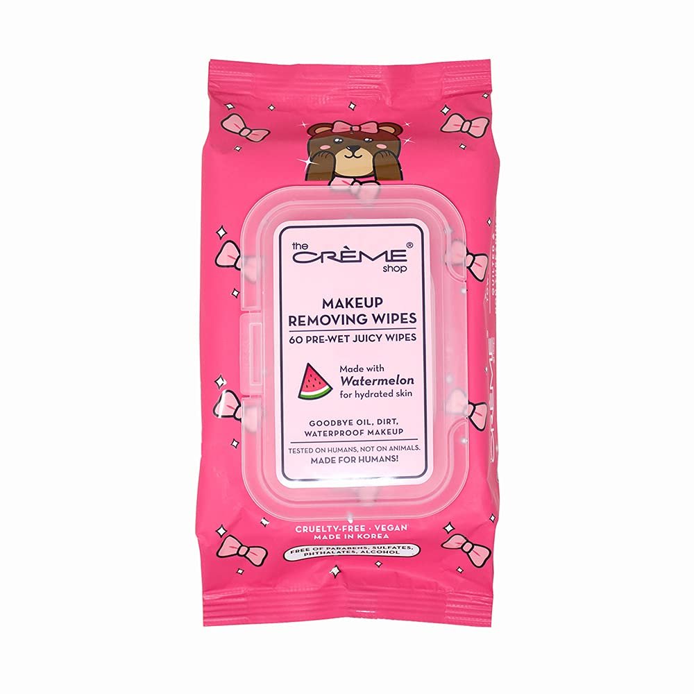 The Crème Shop Make-up Entfernungstücher mit Wassermelone für hydratisierte Haut (60 feuchte Tücher)