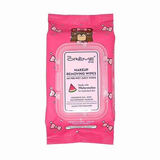 The Crème Shop Make-up Entfernungstücher mit Wassermelone für hydratisierte Haut (60 feuchte Tücher)