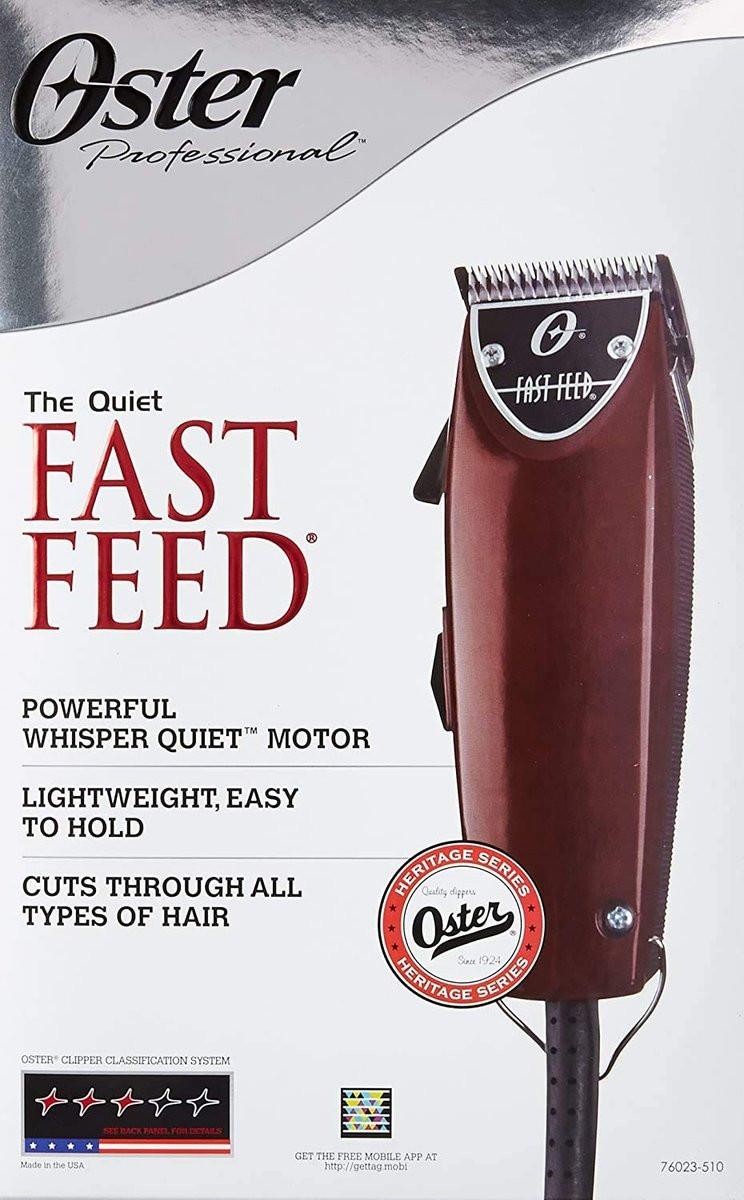 Oster Fast Feed Verstellbarer Pivot-Motor-Haarschneider 76023-510 mit 8-teiligem Aufsteckkamm-Set und Nackenbürste