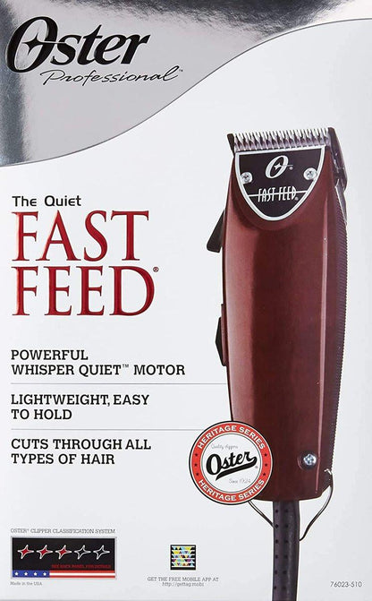 Oster Fast Feed Verstellbarer Pivot-Motor-Haarschneider 76023-510 mit 8-teiligem Aufsteckkamm-Set und Nackenbürste