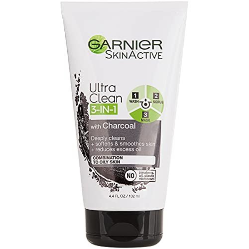 Garnier SkinActive Aktivkohle 3-in-1 Gesichtsreinigung, Peeling und Maske, 130 ml
