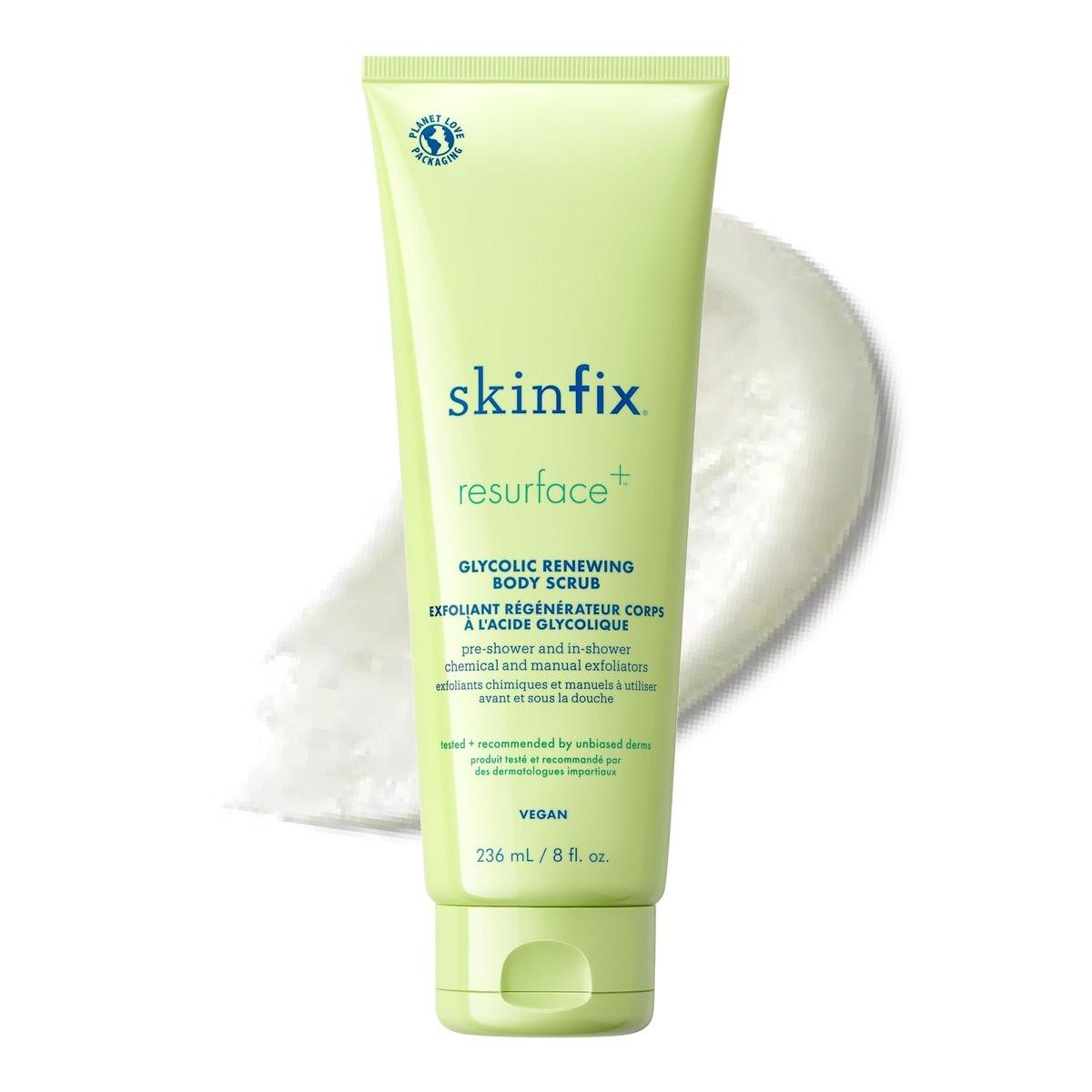 Skinfix Glykolischer Erneuerungspeeling – 8 oz – Dual-Action Körperpeeling mit Milchsäure – Glättet raue Stellen, entfernt Schuppen & verbessert die Hautstruktur – Vegan, Tierversuchsfrei