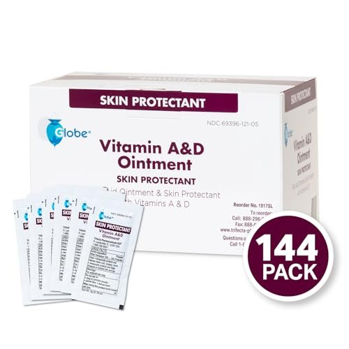 Globe Vitamin A & D Salbe, 144er-Packung (5g Portionspackungen) – Erste Hilfe & Hautschutz mit Lanolin und Petrolatum