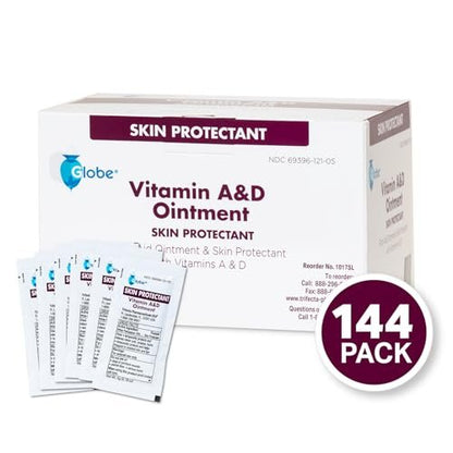 Globe Vitamin A & D Salbe, 144er-Packung (5g Portionspackungen) – Erste Hilfe & Hautschutz mit Lanolin und Petrolatum