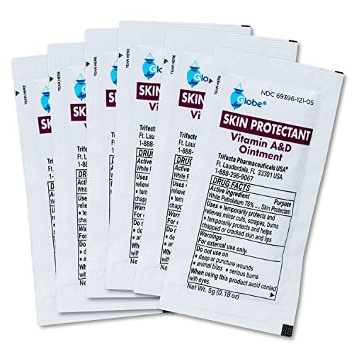 Globe Vitamin A & D Salbe, 144er-Packung (5g Portionspackungen) – Erste Hilfe & Hautschutz mit Lanolin und Petrolatum