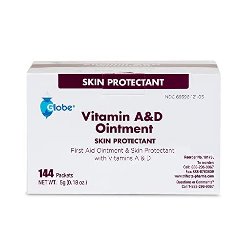Globe Vitamin A & D Salbe, 144er-Packung (5g Portionspackungen) – Erste Hilfe & Hautschutz mit Lanolin und Petrolatum