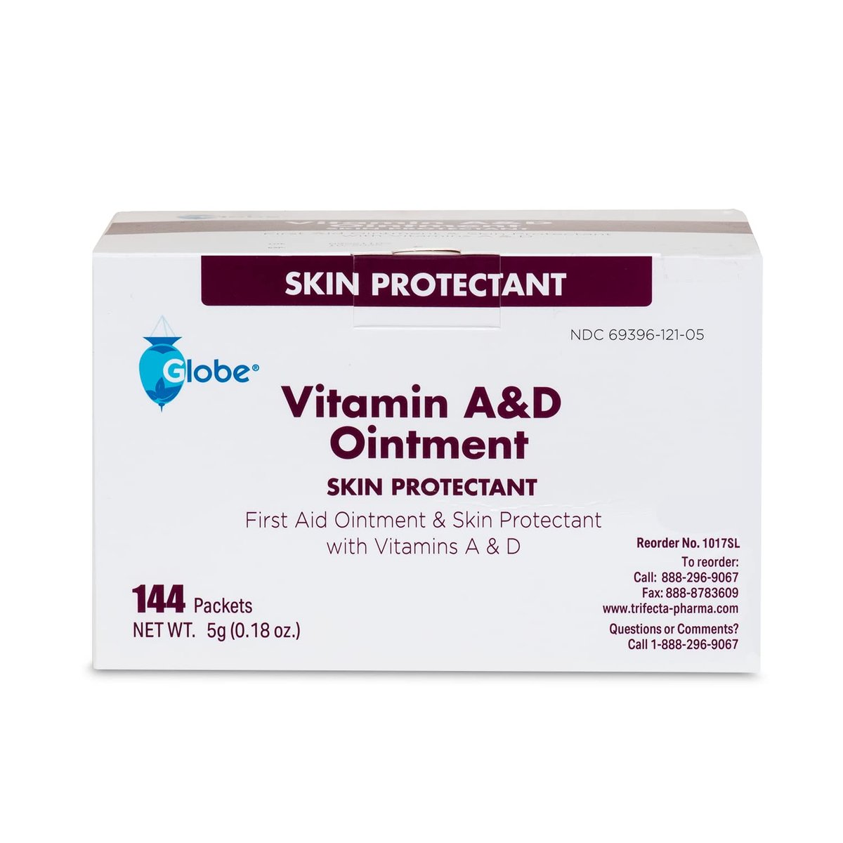 Globe Vitamin A & D Salbe, 144er-Packung (5g Portionspackungen) – Erste Hilfe & Hautschutz mit Lanolin und Petrolatum