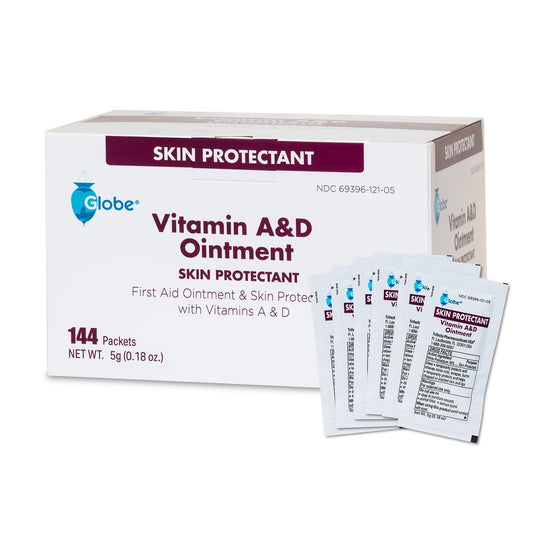 Globe Vitamin A & D Salbe, 144er-Packung (5g Portionspackungen) – Erste Hilfe & Hautschutz mit Lanolin und Petrolatum