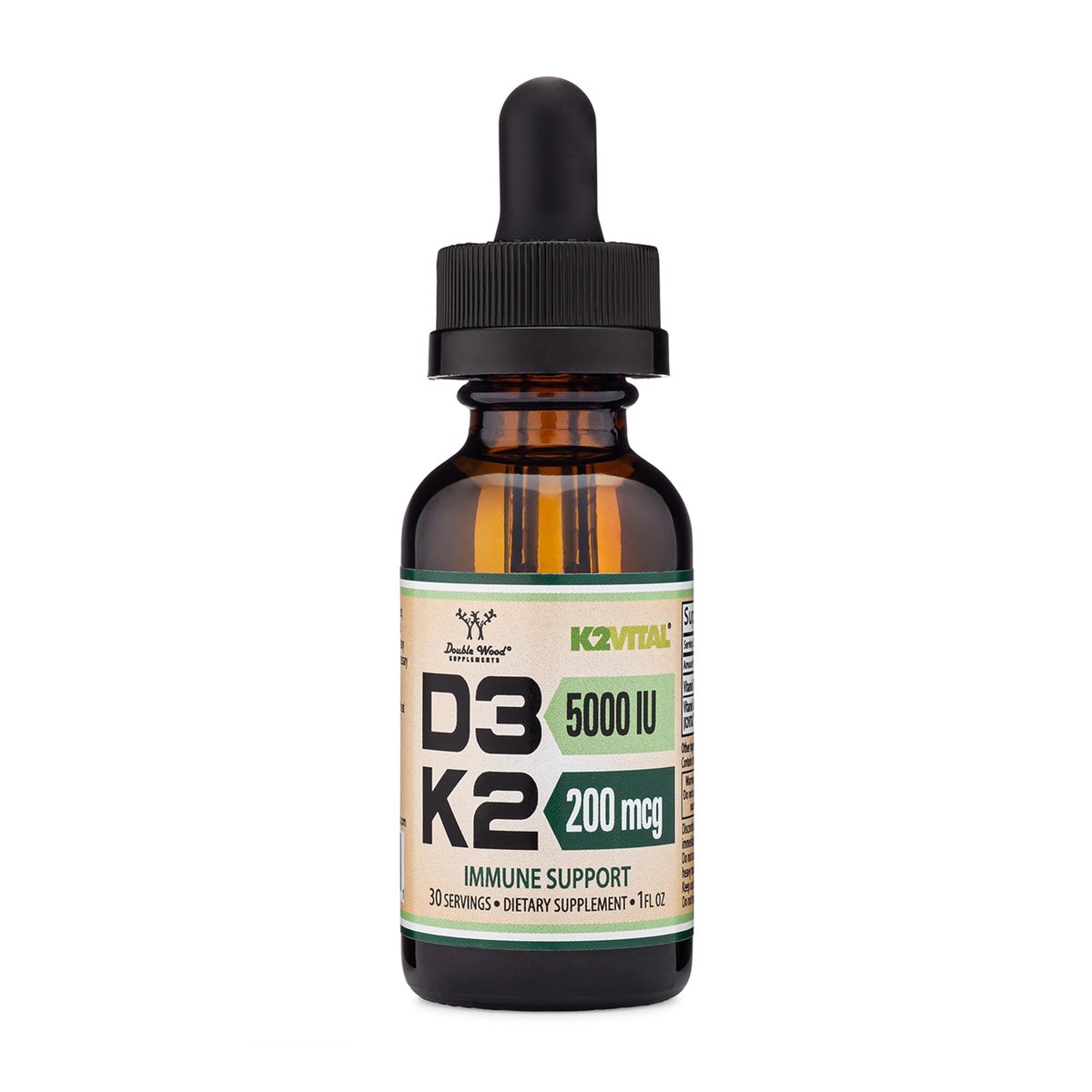 Vitamin D3 K2 5.000 IE Liquid Drops (5.000 IE D3 und 200mcg 99,9% All-Trans patentiertes K2 MK-7 (K2Vital)) Maximale Absorption flüssige Vitamin D Tropfen (30 Portionen) von Double Wood