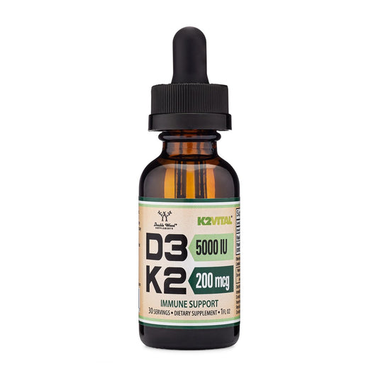 Vitamin D3 K2 5.000 IE Liquid Drops (5.000 IE D3 und 200mcg 99,9% All-Trans patentiertes K2 MK-7 (K2Vital)) Maximale Absorption flüssige Vitamin D Tropfen (30 Portionen) von Double Wood