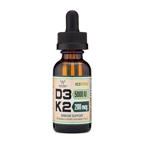 Vitamin D3 K2 5.000 IE Liquid Drops (5.000 IE D3 und 200mcg 99,9% All-Trans patentiertes K2 MK-7 (K2Vital)) Maximale Absorption flüssige Vitamin D Tropfen (30 Portionen) von Double Wood