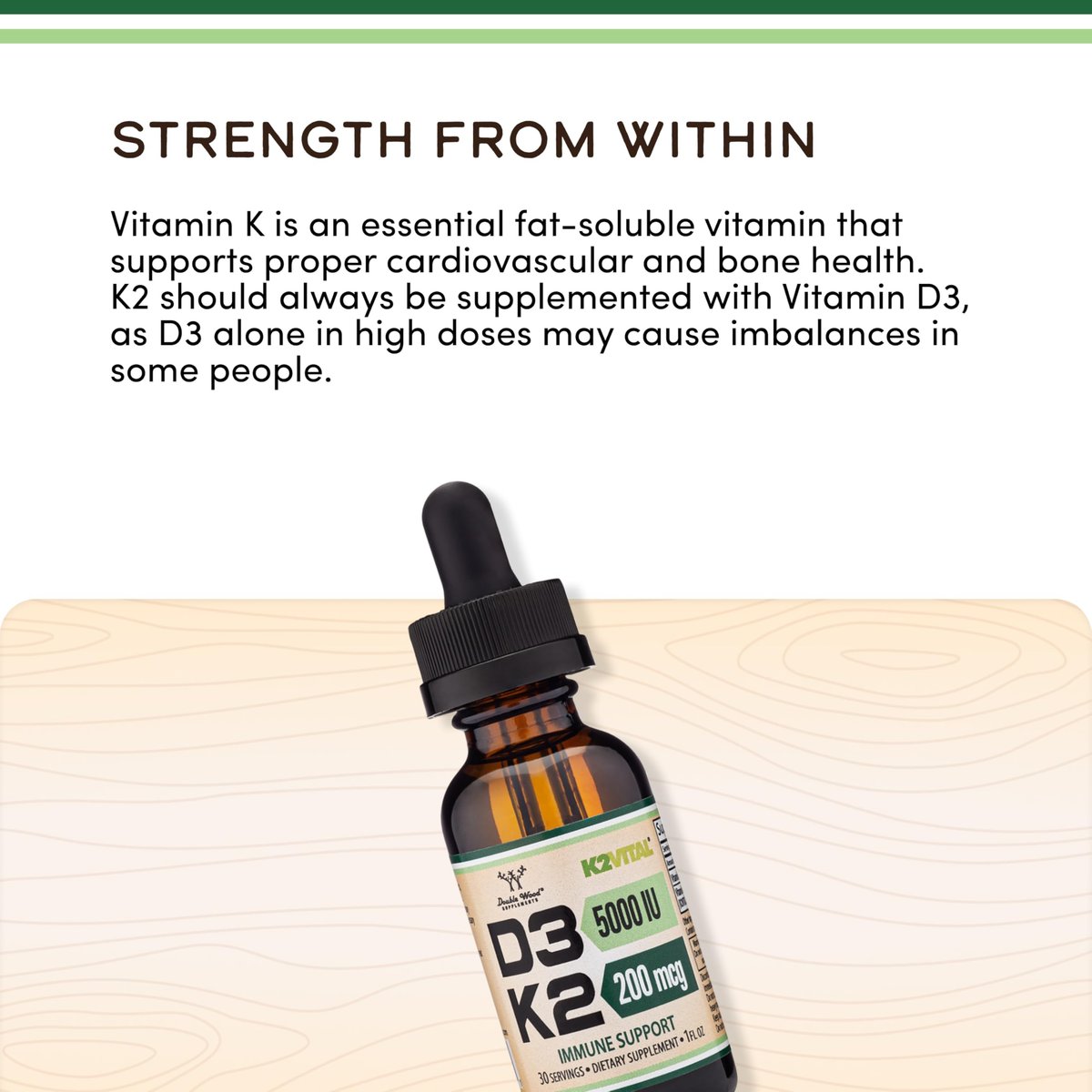 Vitamin D3 K2 5.000 IE Liquid Drops (5.000 IE D3 und 200mcg 99,9% All-Trans patentiertes K2 MK-7 (K2Vital)) Maximale Absorption flüssige Vitamin D Tropfen (30 Portionen) von Double Wood