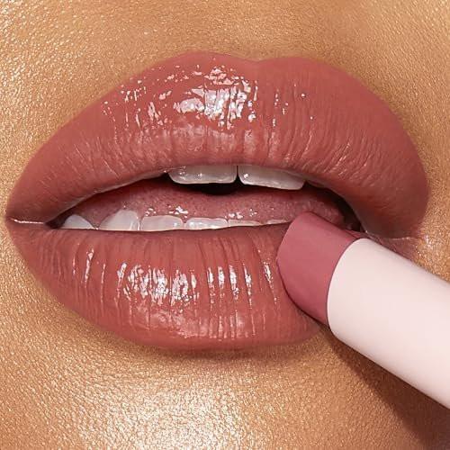 Charlotte Tilbury Hyaluronic Happikiss Lipstick Balm – Hochglänzender, feuchtigkeitsspendender Lippenbalsam mit saftigem Farbton – für voller aussehende, gepflegte Lippen – Pillow Talk