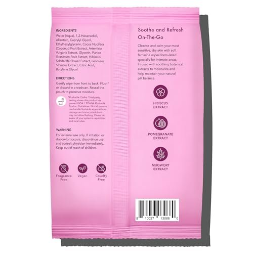 Rael Feuchttücher für die Intimhygiene, spülbar, Reisegröße, für alle Hauttypen, tägliche Anwendung (Beruhigend, 30 Tücher, 3er-Pack)