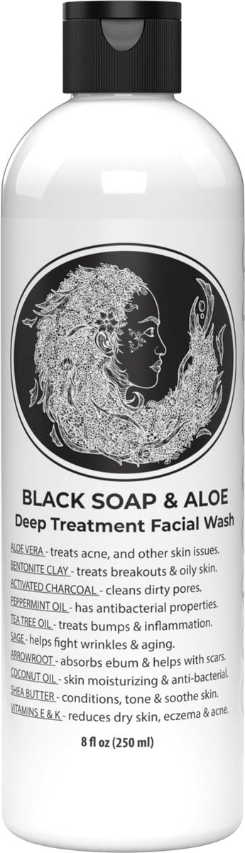 Natürliche Schwarze Seife mit Aloe | Hilft bei Unebenheiten und dunklen Flecken im Gesicht | Parabenfrei | Flüssigseife aus natürlichen Inhaltsstoffen