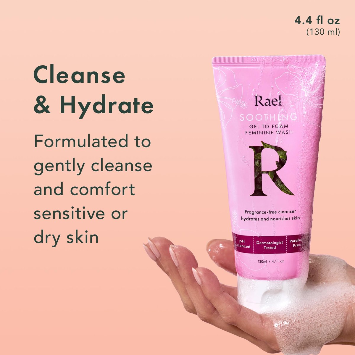 Rael Intimwaschgel, sanfte Gel-zu-Schaum-Formel für Frauen, Intimpflege mit sauberen Inhaltsstoffen (4,4 Fl Oz, 2er-Pack)