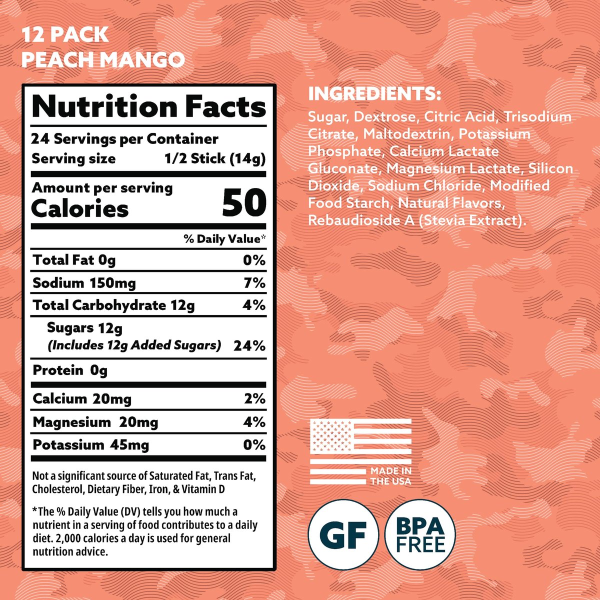 HOIST Electrolyte Drink Mix Sticks – Schnelle Rehydrierung, Militär-Hydrationsformel – Pfirsich Mango (12 Einzelportionen)