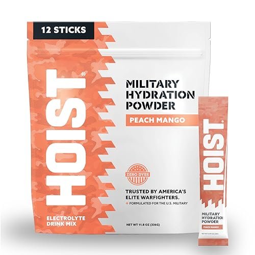 HOIST Electrolyte Drink Mix Sticks – Schnelle Rehydrierung, Militär-Hydrationsformel – Pfirsich Mango (12 Einzelportionen)