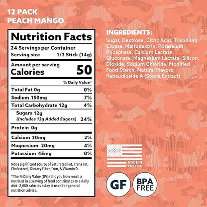 HOIST Electrolyte Drink Mix Sticks – Schnelle Rehydrierung, Militär-Hydrationsformel – Pfirsich Mango (12 Einzelportionen)