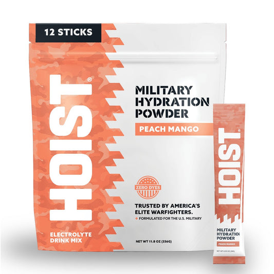 HOIST Electrolyte Drink Mix Sticks – Schnelle Rehydrierung, Militär-Hydrationsformel – Pfirsich Mango (12 Einzelportionen)