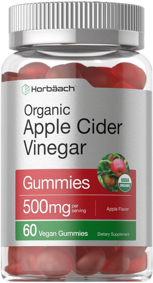 Horbäach Bio Apfelessig Gummibärchen | 60 Stück | Vegan, Nicht-GVO & Glutenfrei | USDA Bio ACV | Apfelgeschmack