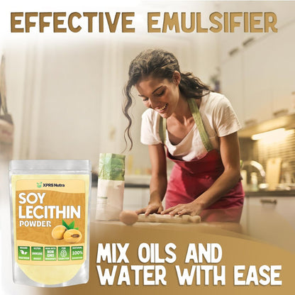 XPRS Nutra Sojalecithin Pulver, lebensmittelecht, Fettemulgator – Geeignet zum Kochen, Backen und mehr – Veganfreundliches Kochhilfsmittel (113 g)