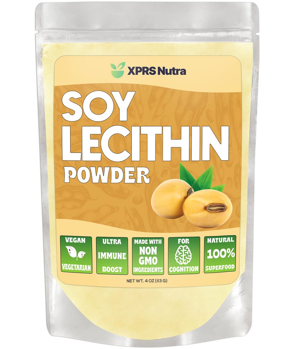 XPRS Nutra Sojalecithin Pulver, lebensmittelecht, Fettemulgator – Geeignet zum Kochen, Backen und mehr – Veganfreundliches Kochhilfsmittel (113 g)