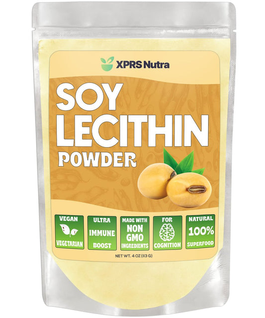 XPRS Nutra Sojalecithin Pulver, lebensmittelecht, Fettemulgator – Geeignet zum Kochen, Backen und mehr – Veganfreundliches Kochhilfsmittel (113 g)