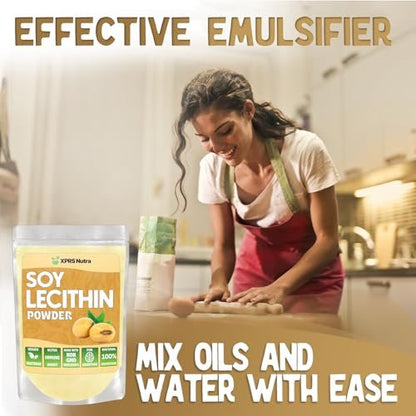 XPRS Nutra Sojalecithin Pulver, lebensmittelecht, Fettemulgator – Geeignet zum Kochen, Backen und mehr – Veganfreundliches Kochhilfsmittel (113 g)