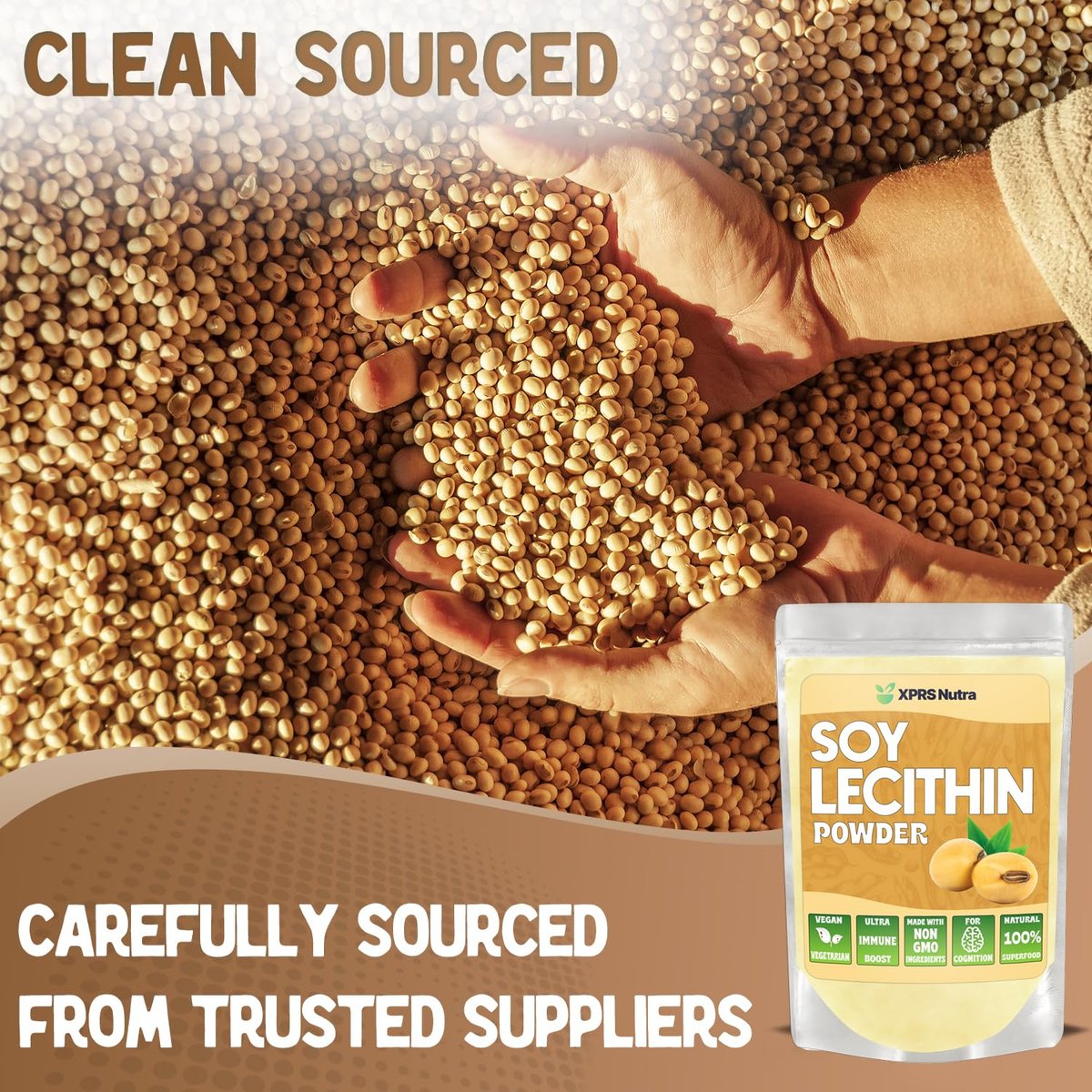 XPRS Nutra Sojalecithin Pulver, lebensmittelecht, Fettemulgator – Geeignet zum Kochen, Backen und mehr – Veganfreundliches Kochhilfsmittel (113 g)