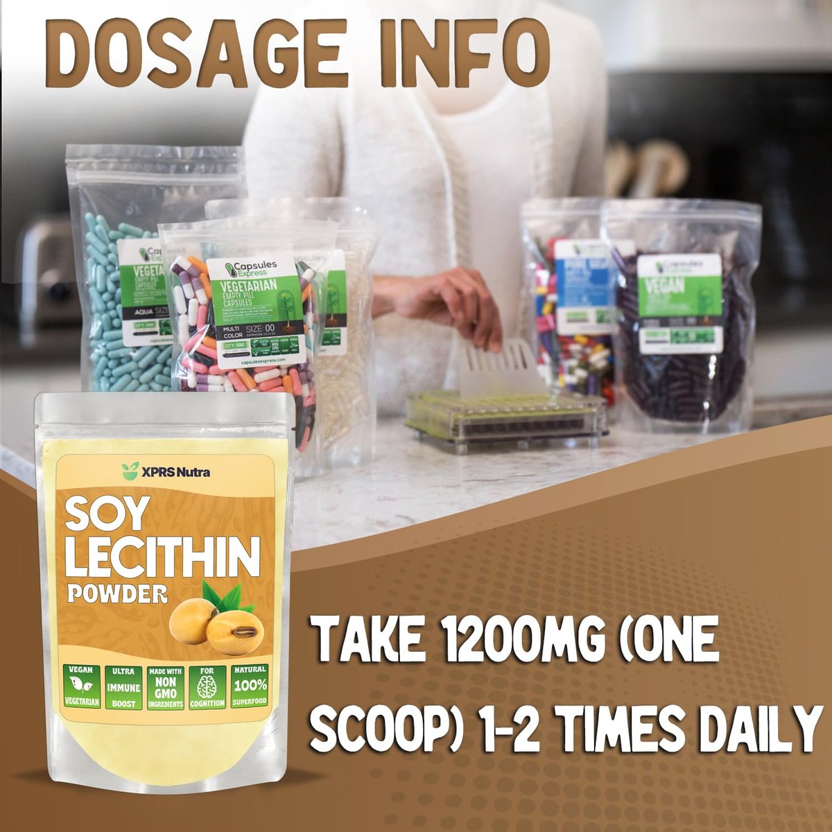 XPRS Nutra Sojalecithin Pulver, lebensmittelecht, Fettemulgator – Geeignet zum Kochen, Backen und mehr – Veganfreundliches Kochhilfsmittel (113 g)