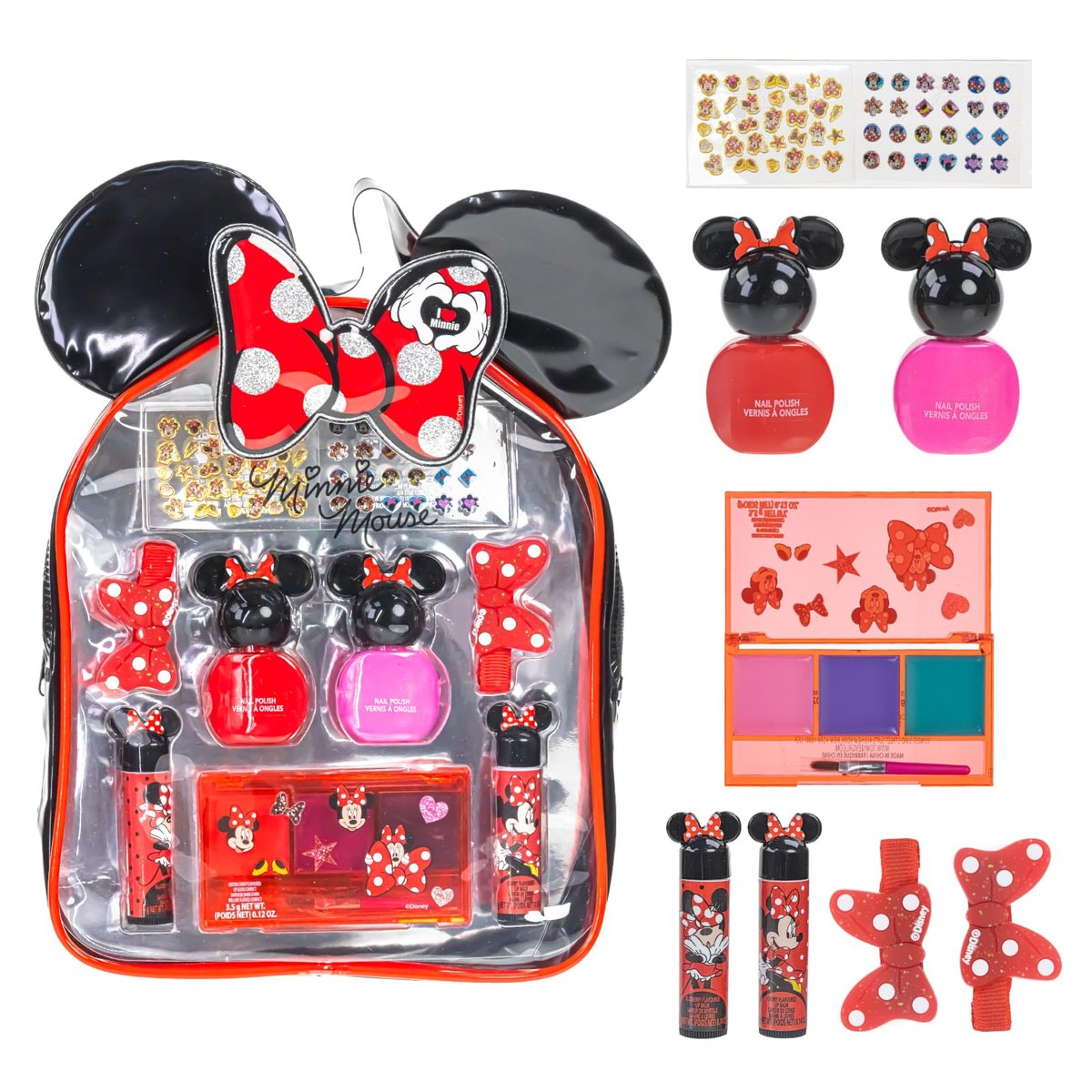 Disney Minnie Maus Kosmetik-Geschenkset für Mädchen ab 3 Jahren – Lippenstift, Nagellack & Haaraccessoires von Townley Girl