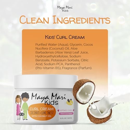 MAYA MARI Kinder Lockencreme mit Kokosöl – Lockenpflege mit Kokos und Limette, 355 ml