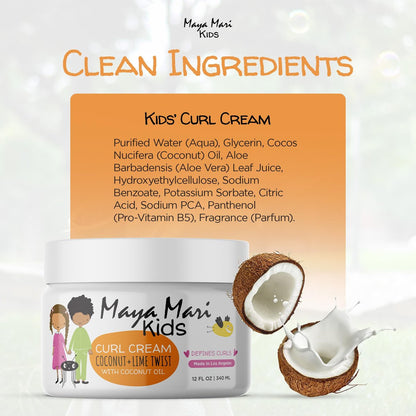 MAYA MARI Kinder Lockencreme mit Kokosöl – Lockenpflege mit Kokos und Limette, 355 ml