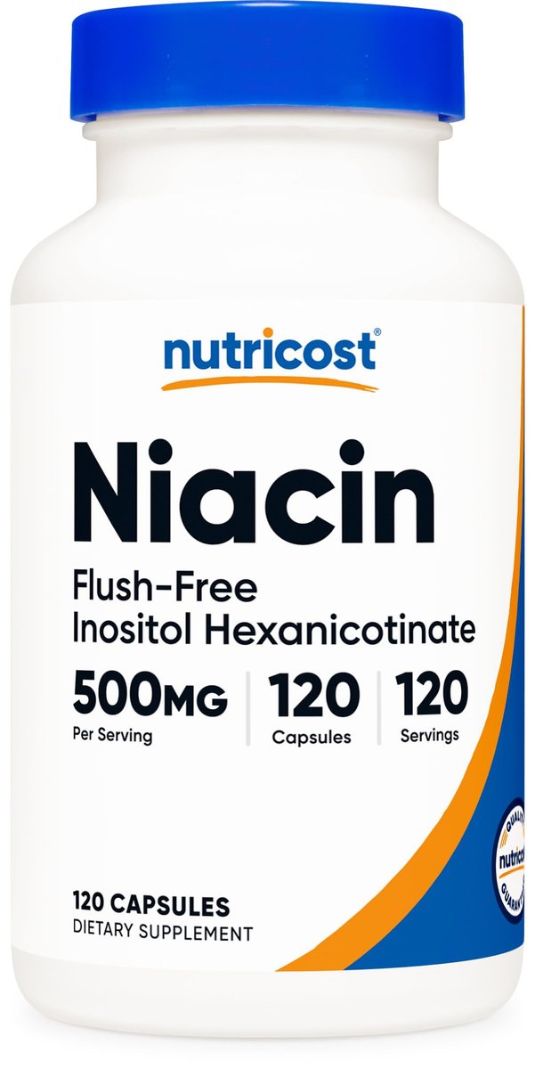 Nutricost Niacin (Flush-Free) Inositol Hexanicotinat 500 mg, 120 Kapseln, Vitamin B3