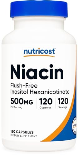 Nutricost Niacin (Flush-Free) Inositol Hexanicotinat 500 mg, 120 Kapseln, Vitamin B3