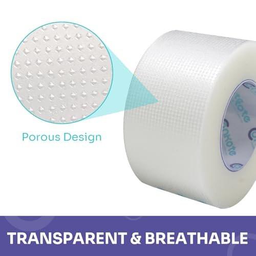 Conkote Transparentes Medizinisches Klebeband 1" x 10 Yards, Erste-Hilfe-Klarer Chirurgischer Verbandsklebestreifen für die Wundversorgung, 12 Rollen