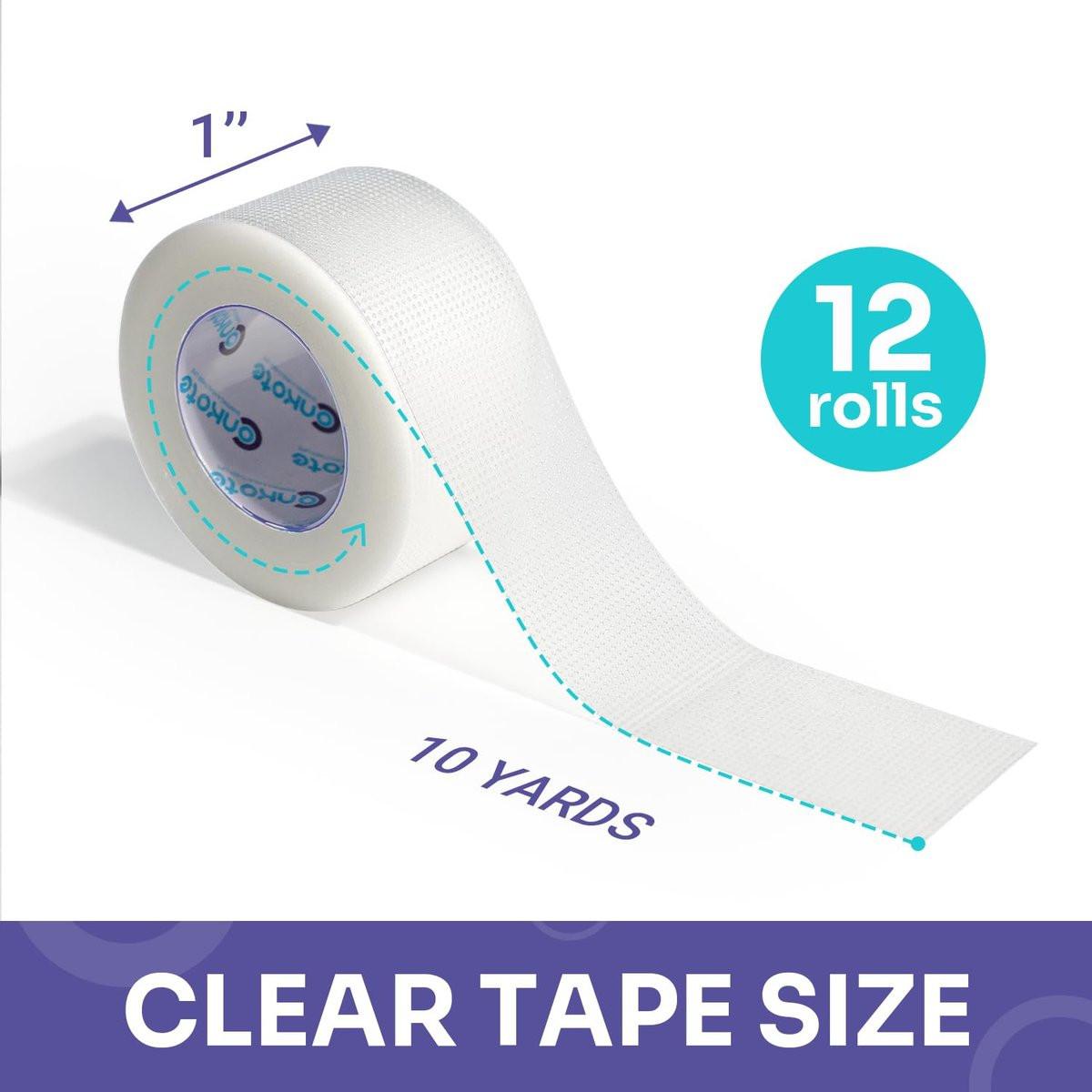 Conkote Transparentes Medizinisches Klebeband 1" x 10 Yards, Erste-Hilfe-Klarer Chirurgischer Verbandsklebestreifen für die Wundversorgung, 12 Rollen