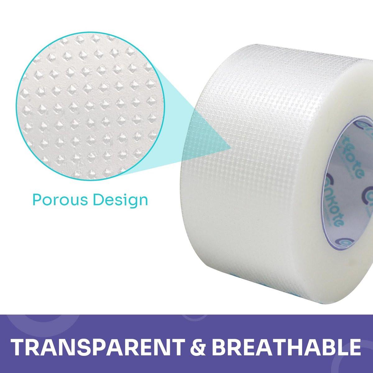 Conkote Transparentes Medizinisches Klebeband 1" x 10 Yards, Erste-Hilfe-Klarer Chirurgischer Verbandsklebestreifen für die Wundversorgung, 12 Rollen